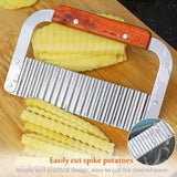 Potato Crinkle Cutter Dough Wavy Slicer Steel Kitchen Vegetable Chip Blade Knife