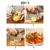Potato Crinkle Cutter Dough Wavy Slicer Steel Kitchen Vegetable Chip Blade Knife - Close-Up Angle