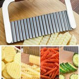 Potato Crinkle Cutter Dough Wavy Slicer Steel Kitchen Vegetable Chip Blade Knife - Low Angle