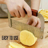 Potato Crinkle Cutter Dough Wavy Slicer Steel Kitchen Vegetable Chip Blade Knife - Extra Image