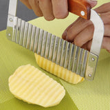 Potato Crinkle Cutter Dough Wavy Slicer Steel Kitchen Vegetable Chip Blade Knife