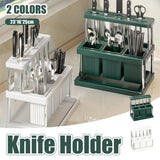Multifunctional Kitchen Countertop Knife Block Holder with Drain Tray - Front View
