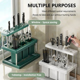 Multifunctional Kitchen Countertop Knife Block Holder with Drain Tray - 45-Degree Angle