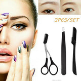 Eyebrow Razor Set Trimmer Shaver Scissors Spooley Dermaplaning Tweezers