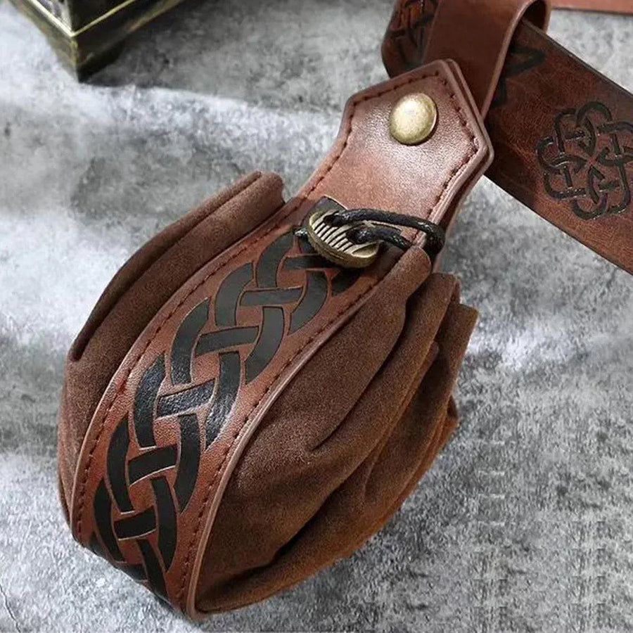 1-Piece Brown Medieval-Style Belt Pouch