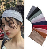 Women Headband Solid Wide Turban Knitted Cotton Hairband Girls Elastic Hair Band - Coffee