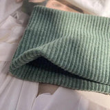 Women Headband Solid Wide Turban Knitted Cotton Hairband Girls Elastic Hair Band - Coffee - 45-Degree Angle