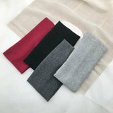 Women Headband Solid Wide Turban Knitted Cotton Hairband Girls Elastic Hair Band - Navy