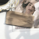 Women Headband Solid Wide Turban Knitted Cotton Hairband Girls Elastic Hair Band - Purple