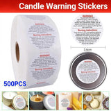 500PCS Candle Warning Labels Roll Round Stickers for Jars Wax Melts Containers
