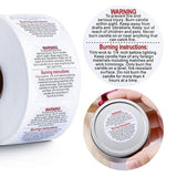 500PCS Candle Warning Labels Roll Round Stickers for Jars Wax Melts Containers - 45-Degree Angle