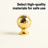 Gold Hammer Ball Handle Knob Closet Door Pull Drawer Handle Wardrobe Hardware - Flat Round Shape - Close-Up Angle
