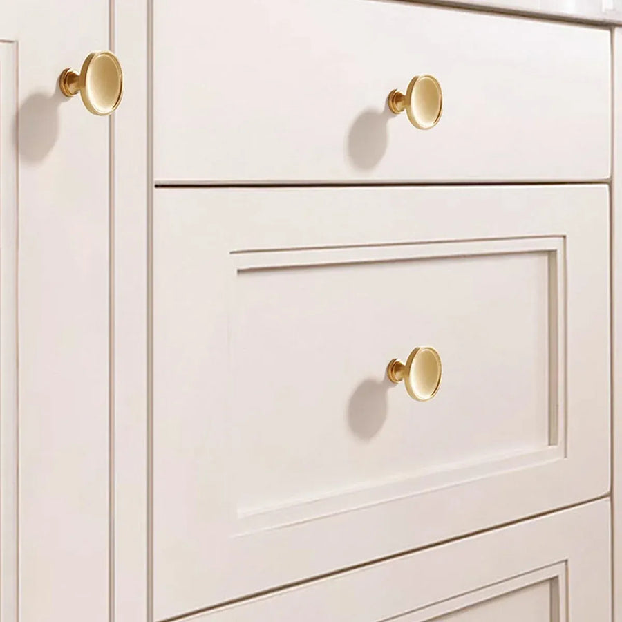 Wardrobe Drawer Handle Gold Copper Round Pull Single Hole Modern Cabinet Knob