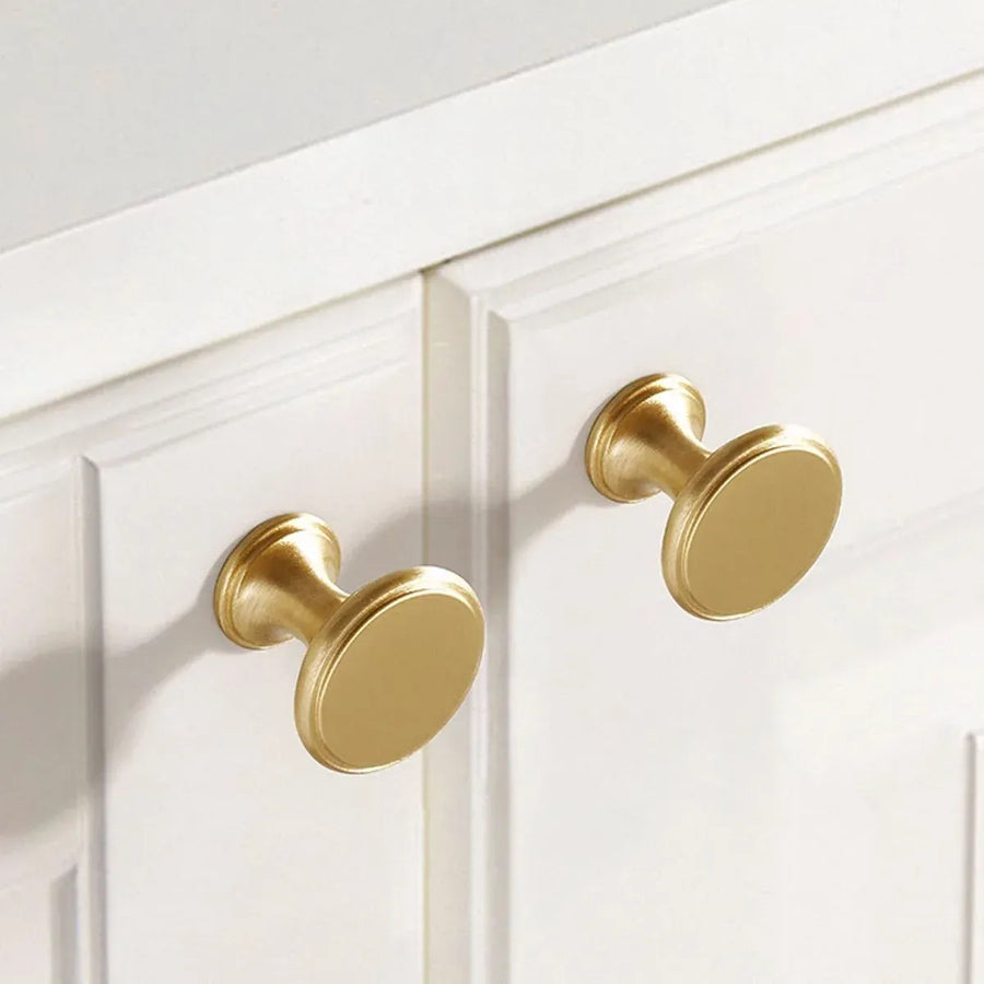 Wardrobe Drawer Handle Gold Copper Round Pull Single Hole Modern Cabinet Knob