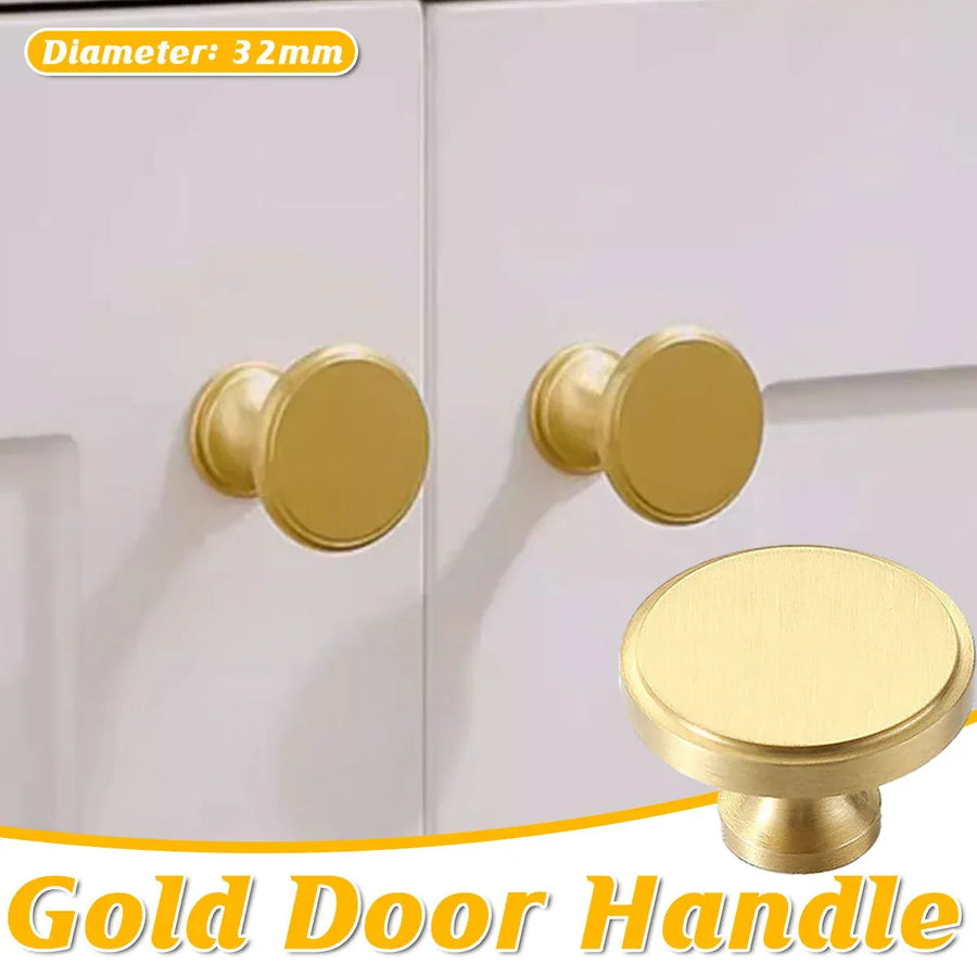 Wardrobe Drawer Handle Gold Copper Round Pull Single Hole Modern Cabinet Knob