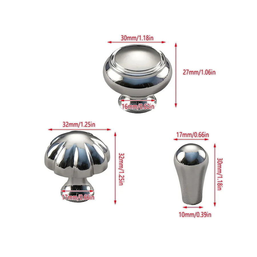 Pure Copper Wardrobe Handle Bright Silver Round Ball Egg Shaped Drawer Pull - Round
