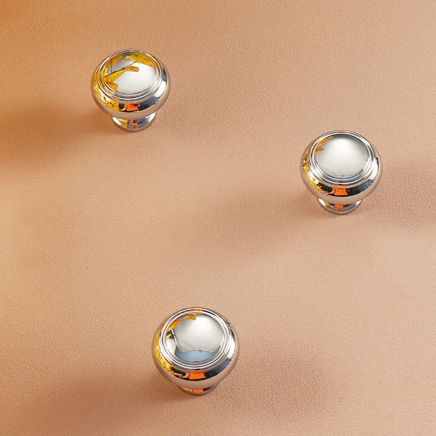Pure Copper Wardrobe Handle Bright Silver Round Ball Egg Shaped Drawer Pull - Round