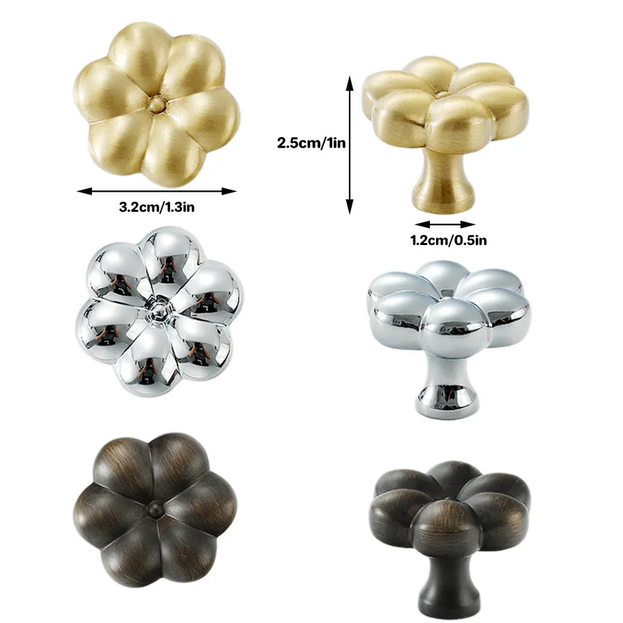 Brass Cabinet Handle Bucolic Style Creative Pull for Wardrobe Drawer Cupboard - Silver