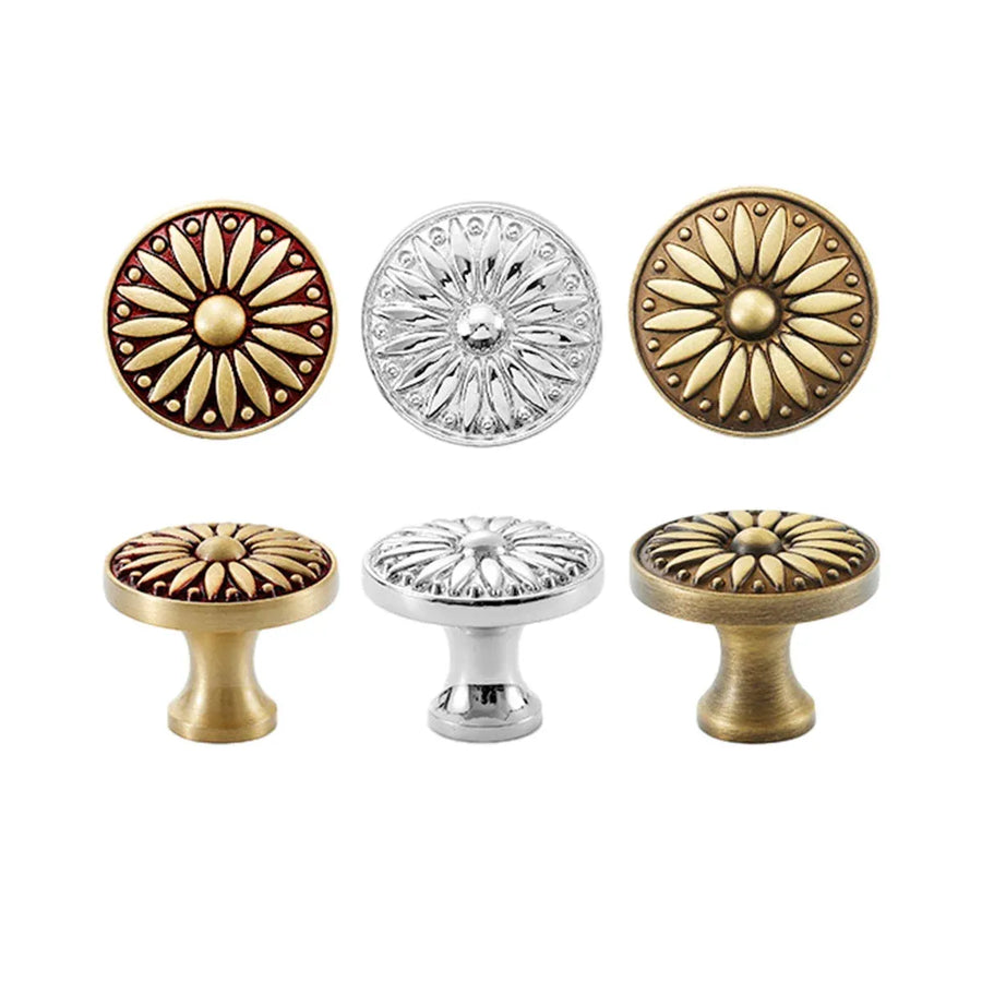 Cabinet Door Handle Round Single Hole Drawer Pull Cabinet Pattern for Furniture - Silver