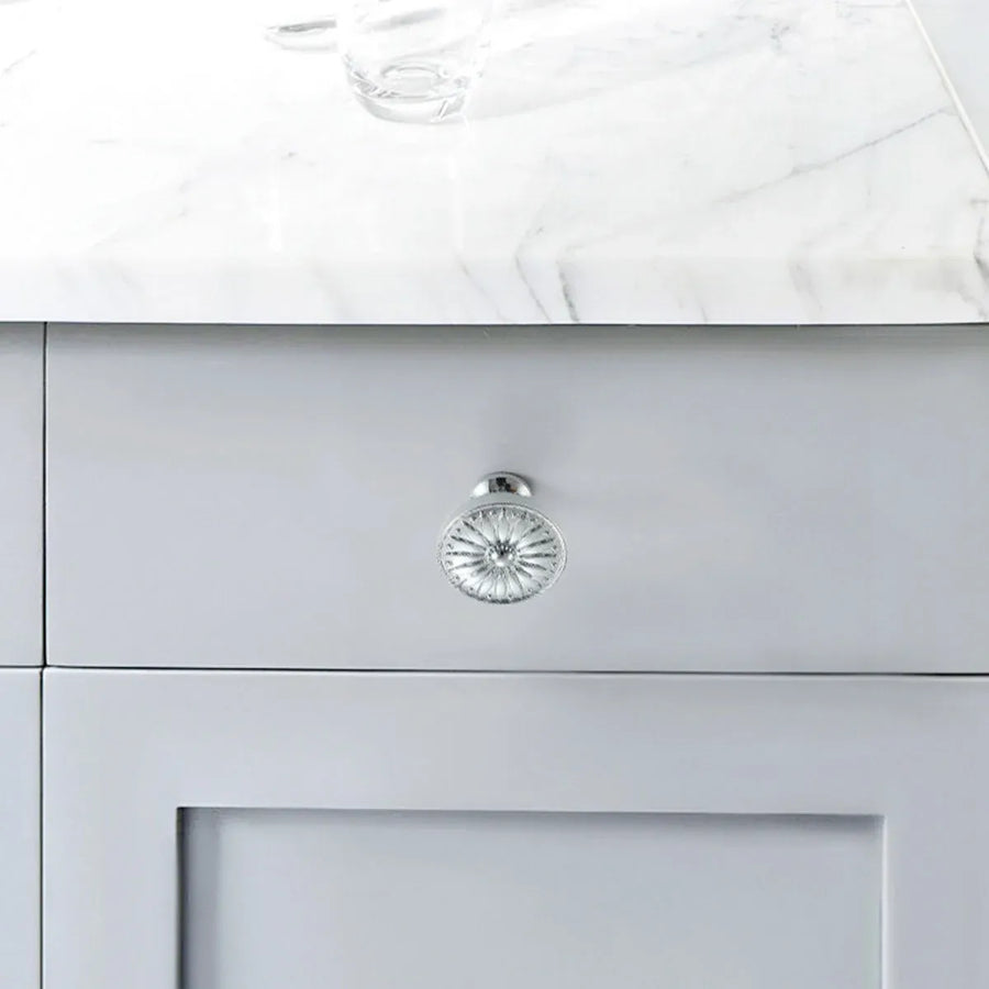 Cabinet Door Handle Round Single Hole Drawer Pull Cabinet Pattern for Furniture - Silver