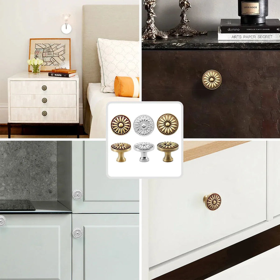 Cabinet Door Handle Round Single Hole Drawer Pull Cabinet Pattern for Furniture - Silver