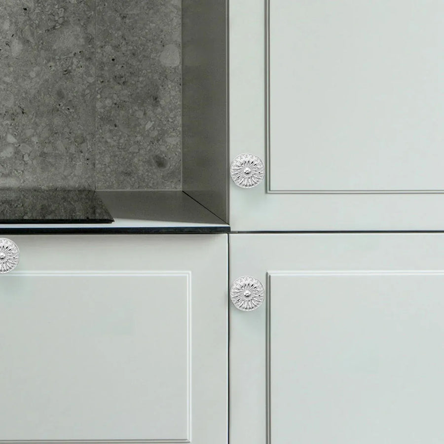 Cabinet Door Handle Round Single Hole Drawer Pull Cabinet Pattern for Furniture - Silver