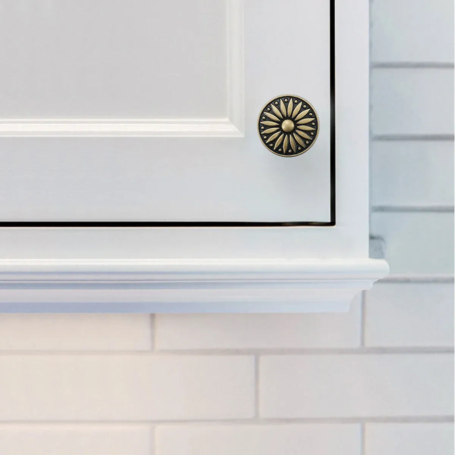 Cabinet Door Handle Round Single Hole Drawer Pull Cabinet Pattern for Furniture - Silver