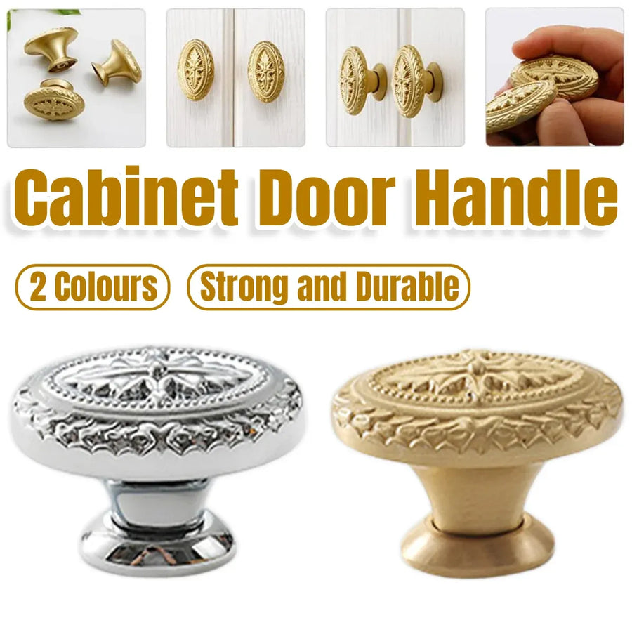 French Cabinet Door Handles Oval Shape Retro Style 2 Colours for Drawer Wardrobe - Silver