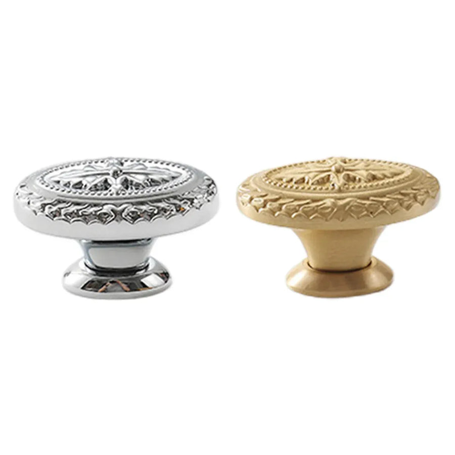 French Cabinet Door Handles Oval Shape Retro Style 2 Colours for Drawer Wardrobe - Silver
