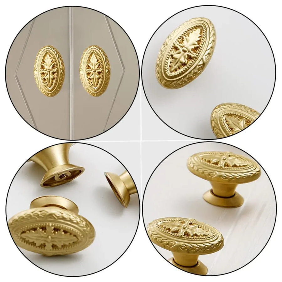 French Cabinet Door Handles Oval Shape Retro Style 2 Colours for Drawer Wardrobe - Silver