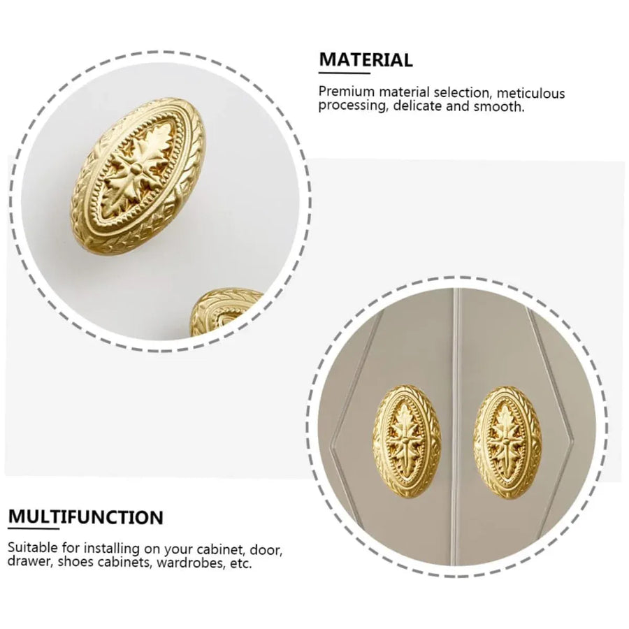 French Cabinet Door Handles Oval Shape Retro Style 2 Colours for Drawer Wardrobe - Silver