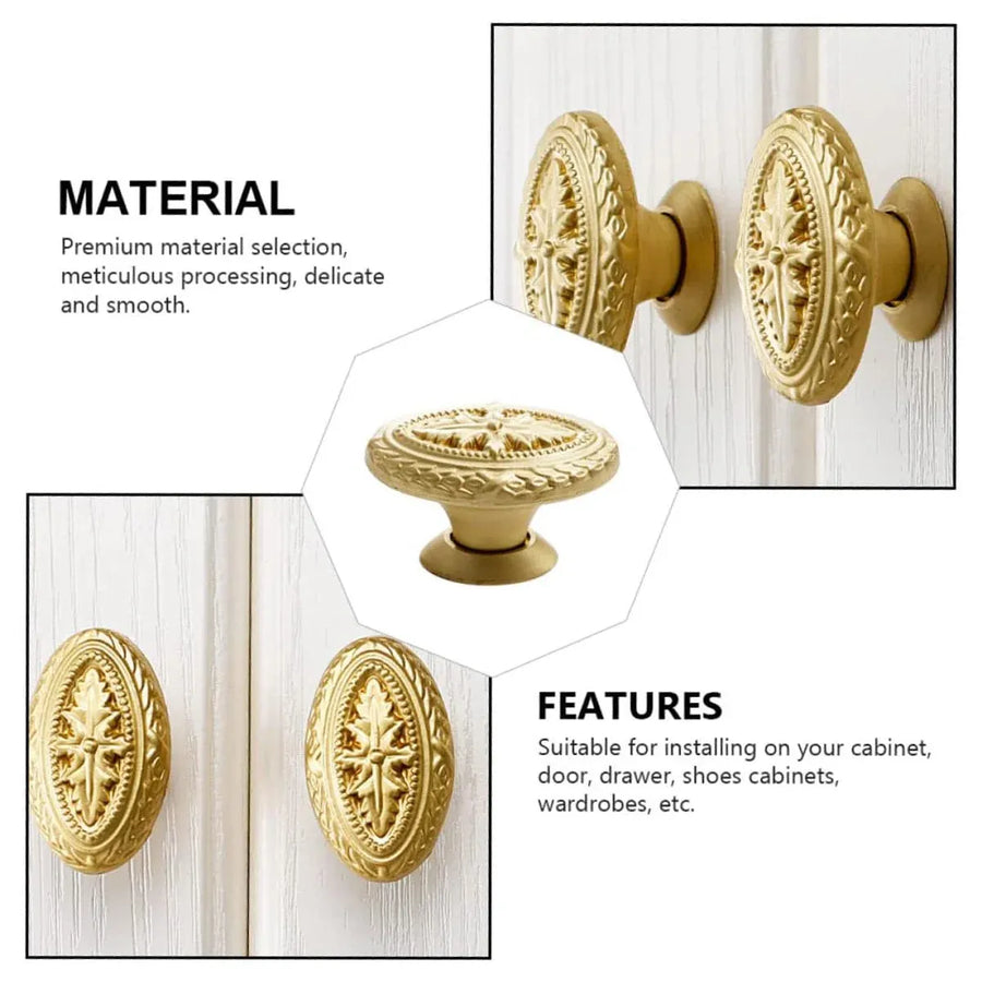 French Cabinet Door Handles Oval Shape Retro Style 2 Colours for Drawer Wardrobe - Silver