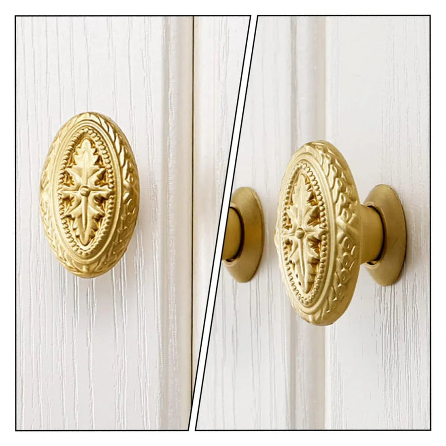French Cabinet Door Handles Oval Shape Retro Style 2 Colours for Drawer Wardrobe - Silver
