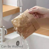 3pcs Washable Kraft Paper Storage Bag for Kitchen Desktop Refrigerator Organizer - M-Square - Close-Up Angle