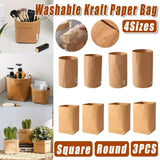 3pcs Washable Kraft Paper Storage Bag for Kitchen Desktop Refrigerator Organizer - M-Square - Extra Image