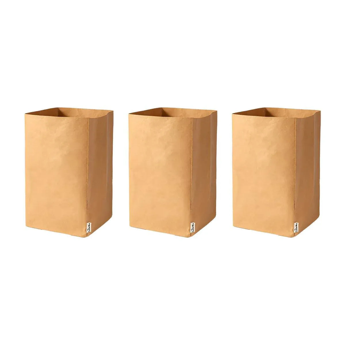 3pcs Washable Kraft Paper Storage Bag for Kitchen Desktop Refrigerator Organizer - S-Square