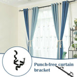 2X Bracket Hang Curtain Rod Holders Single Hook Tap Right Into Window Frame Rod