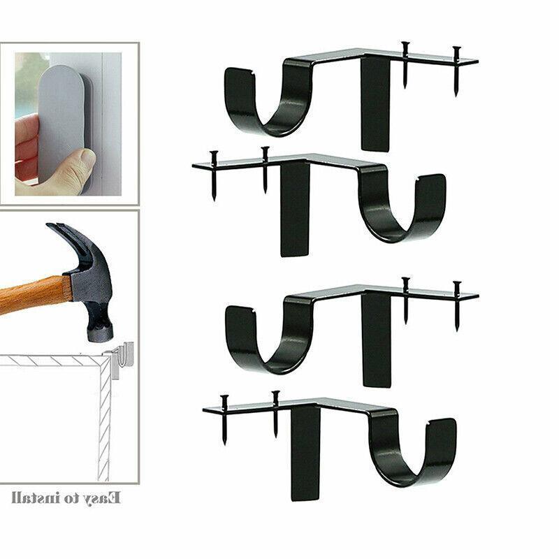 2X Bracket Hang Curtain Rod Holders Single Hook Tap Right Into Window Frame Rod