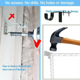 2X Bracket Hang Curtain Rod Holders Single Hook Tap Right Into Window Frame Rod - Top-Down View