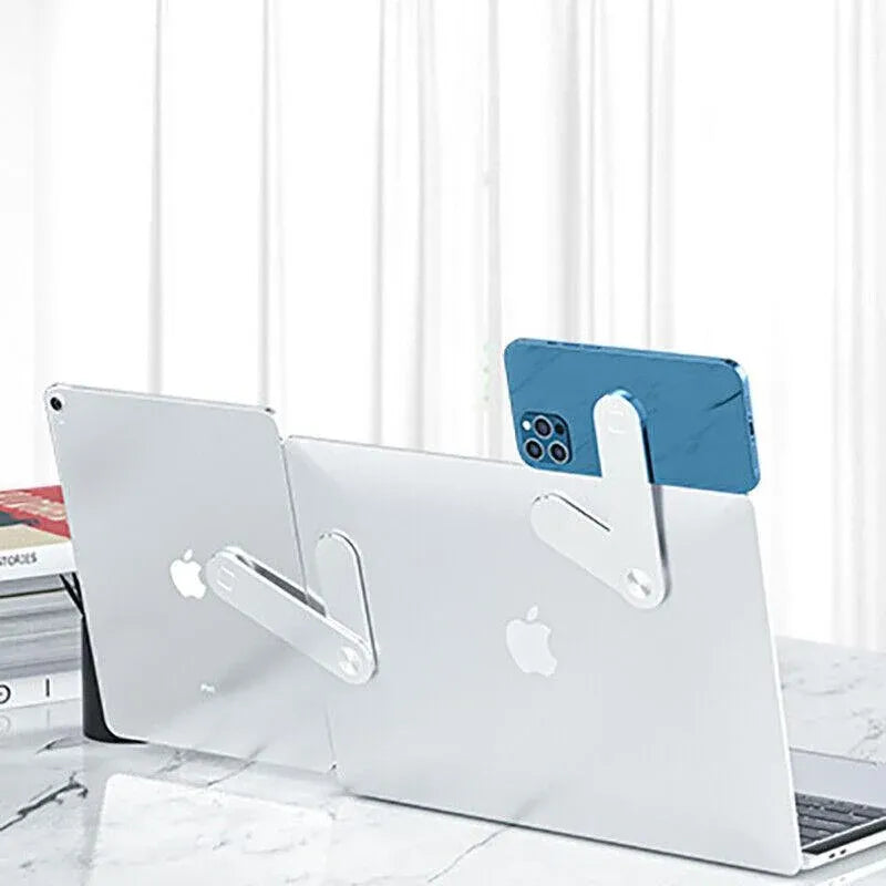 Side Mount Clip Phone Holder for Laptop Adjustable Portable Screen Bracket - Black