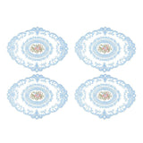 4 Pack Retro Lace Oval Placemats 31x42cm French Crochet Doilies 4 Colors Set - Sky Blue