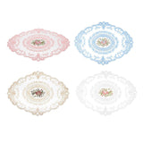 4 Pack Retro Lace Oval Placemats 31x42cm French Crochet Doilies 4 Colors Set - Sky Blue - Front View