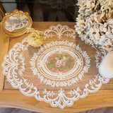 4 Pack Retro Lace Oval Placemats 31x42cm French Crochet Doilies 4 Colors Set - White - Top-Down View