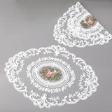4 Pack Retro Lace Oval Placemats 31x42cm French Crochet Doilies 4 Colors Set - White
