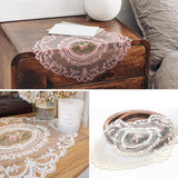4 Pack Retro Lace Oval Placemats 31x42cm French Crochet Doilies 4 Colors Set - White - Extra Image