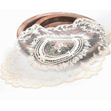 4 Pack Retro Lace Oval Placemats 31x42cm French Crochet Doilies 4 Colors Set - White - 45-Degree Angle