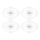 4 Pack Retro Lace Oval Placemats 31x42cm French Crochet Doilies 4 Colors Set - White - Rear View