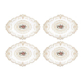 4 Pack Retro Lace Oval Placemats 31x42cm French Crochet Doilies 4 Colors Set - White - Close-Up Angle