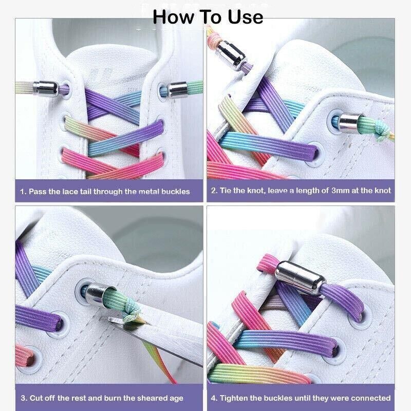 No Tie Locked Elastic Shoelace Shoe Lace Lazy Laces Sneakers Sports - NO.21 Royal Blue