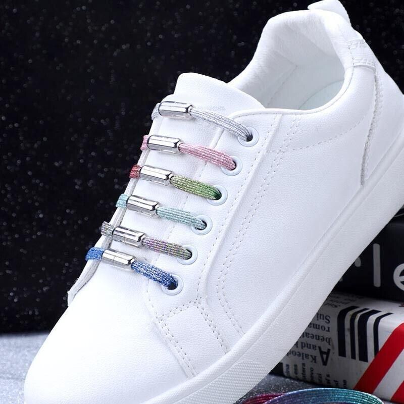 No Tie Locked Elastic Shoelace Shoe Lace Lazy Laces Sneakers Sports - NO.21 Royal Blue